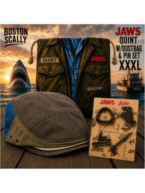Boston Scally The JAWS Captain QUINT Single Panel Cap -XXXL- W/Dustbag & Pin Set
